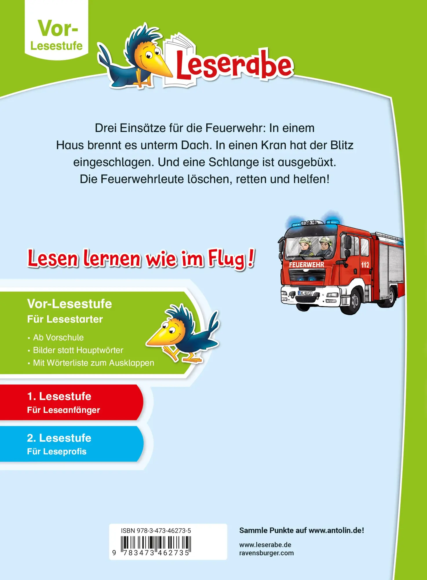 Rückseite: 9783473462735 | Leserabe - Vor-Lesestufe - Feuerwehrgeschichten | Katja Reider | Buch