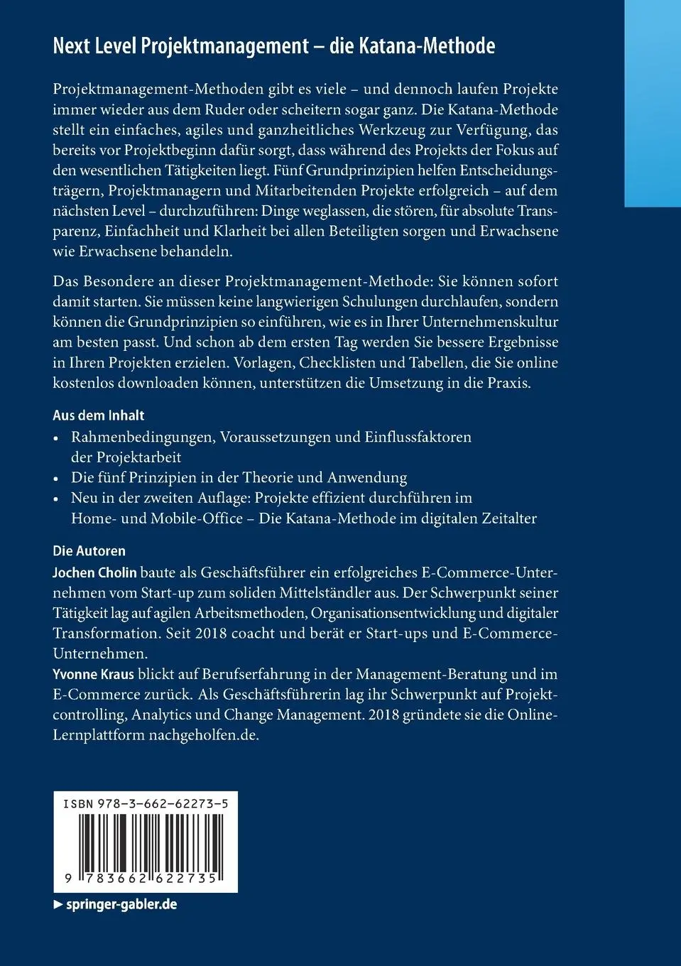 Rückseite: 9783662622735 | Next Level Projektmanagement ¿ die Katana-Methode | Kraus (u. a.)