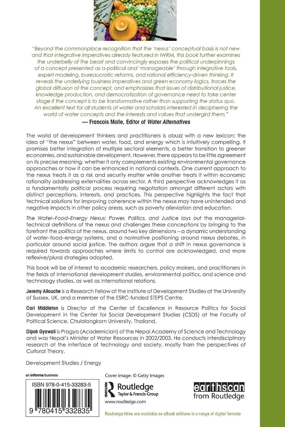 Rückseite: 9780415332835 | The Water-Food-Energy Nexus | power, politics and justice | Buch