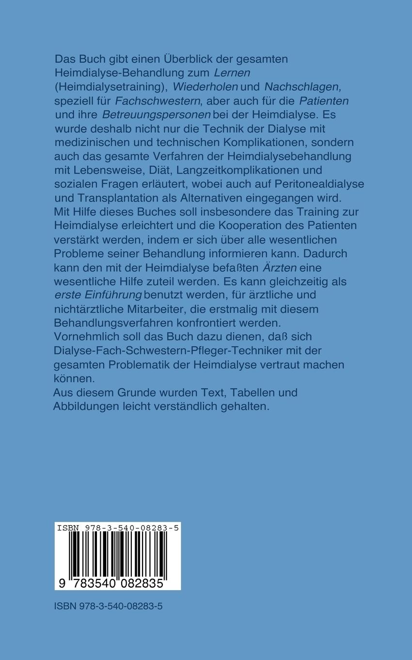 Rückseite: 9783540082835 | Heimdialyse | Anleitung Training Behandlung | Michael Kessel (u. a.)