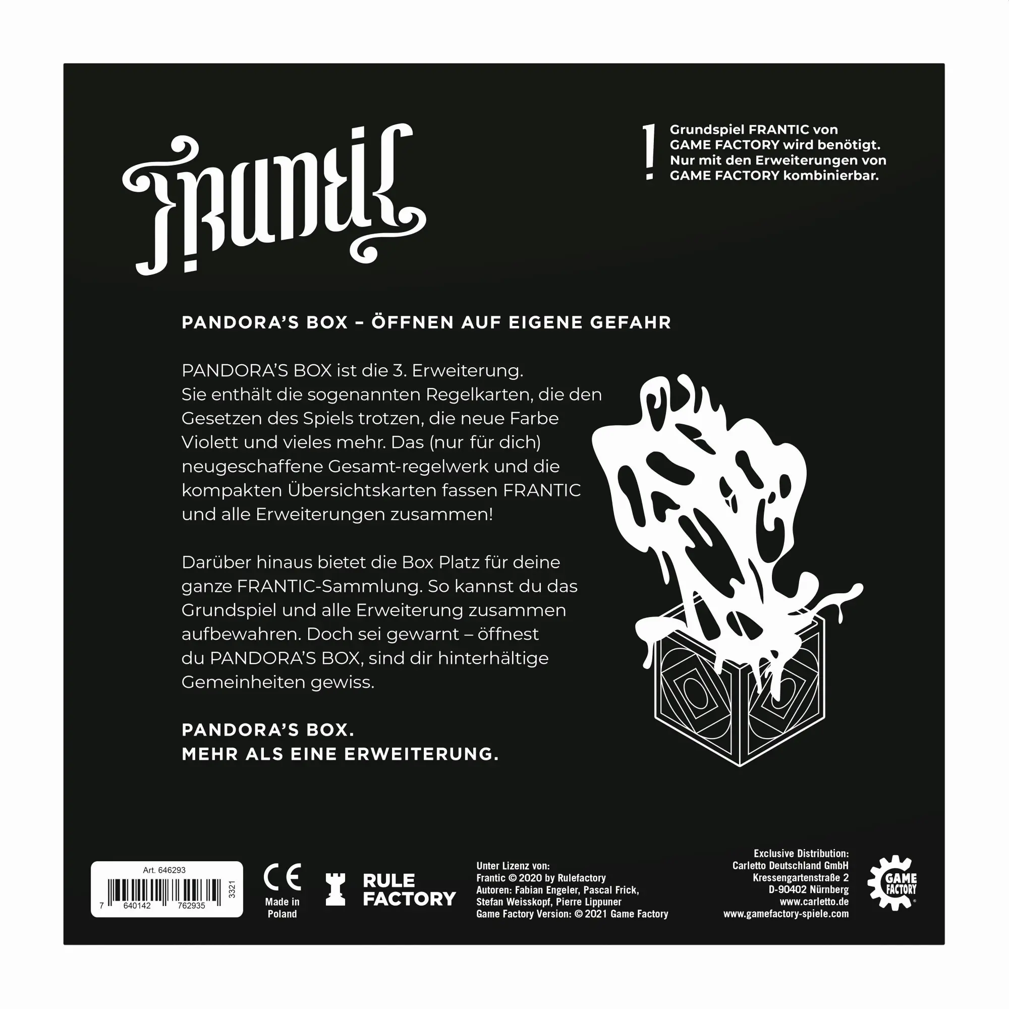 Bild: 7640142762935 | GAMEFACTORY - FRANTIC - Pandoras Box | Gamefactory | Spiel | 646293