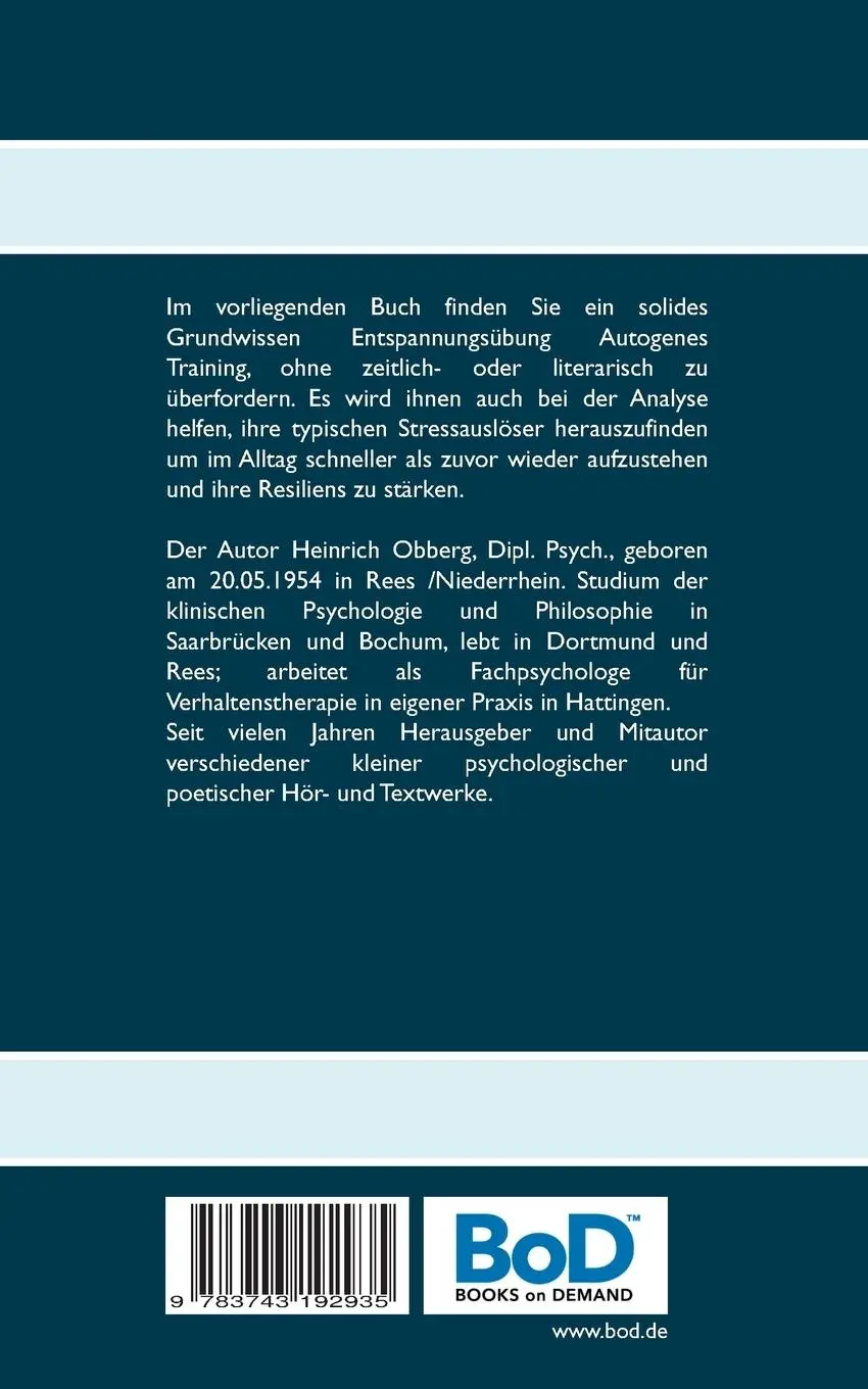 Rückseite: 9783743192935 | Begleitheft Autogenes Training | Einführungstext zum Grundkurs | Buch