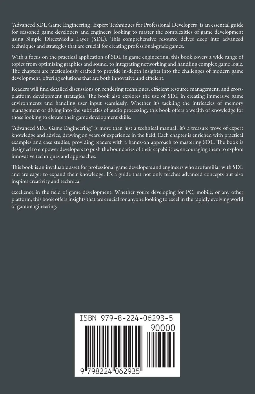 Rückseite: 9798224062935 | Advanced SDL Game Engineering | Kameron Hussain (u. a.) | Taschenbuch