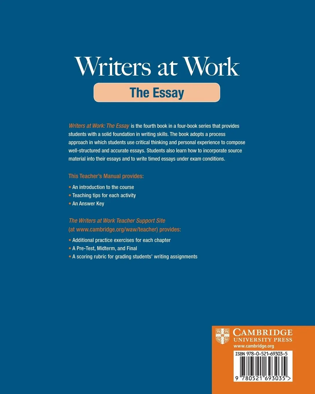 Rückseite: 9780521693035 | Writers at Work | The Essay | Dorothy E. Zemach (u. a.) | Taschenbuch