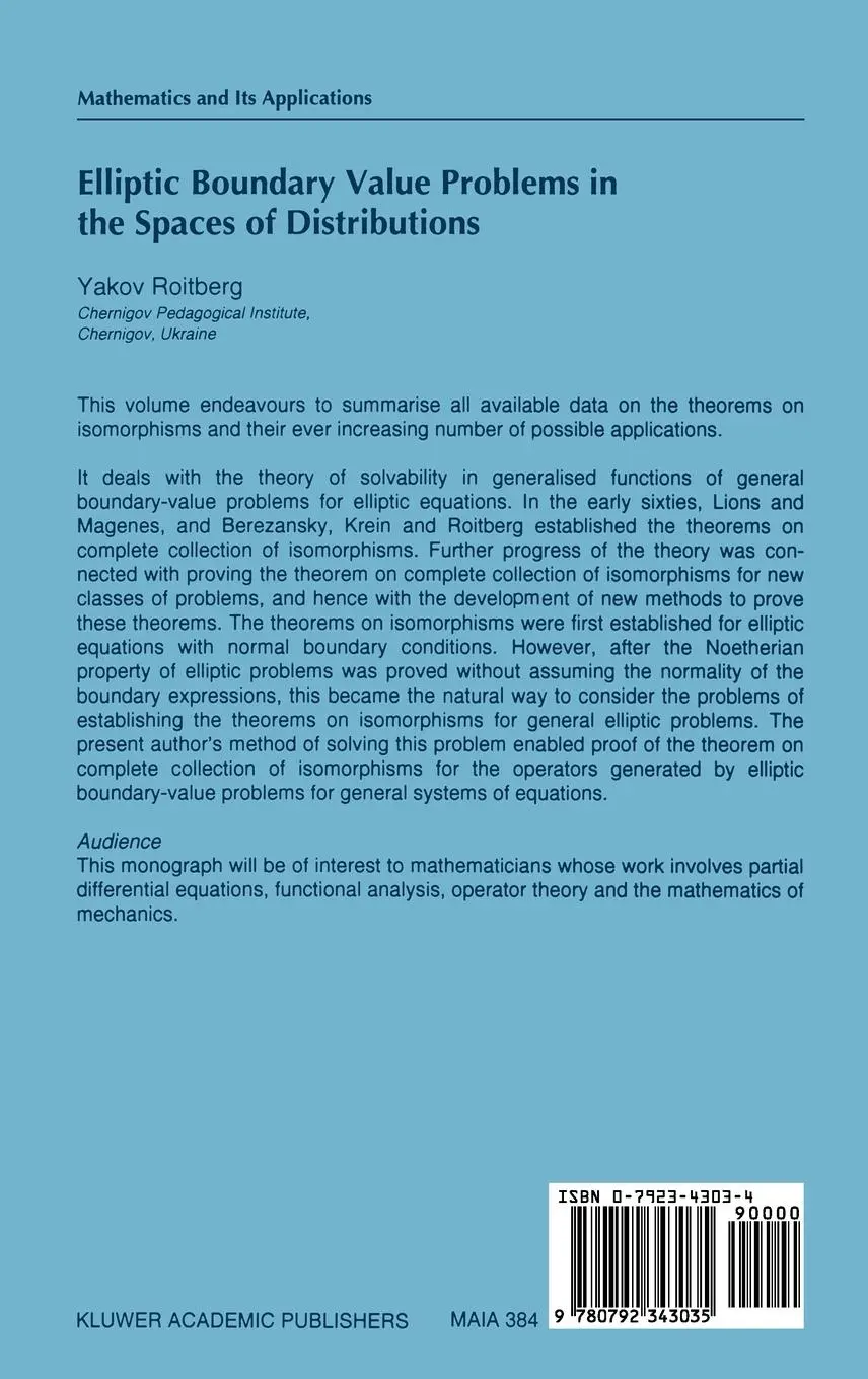 Rückseite: 9780792343035 | Elliptic Boundary Value Problems in the Spaces of Distributions | Buch