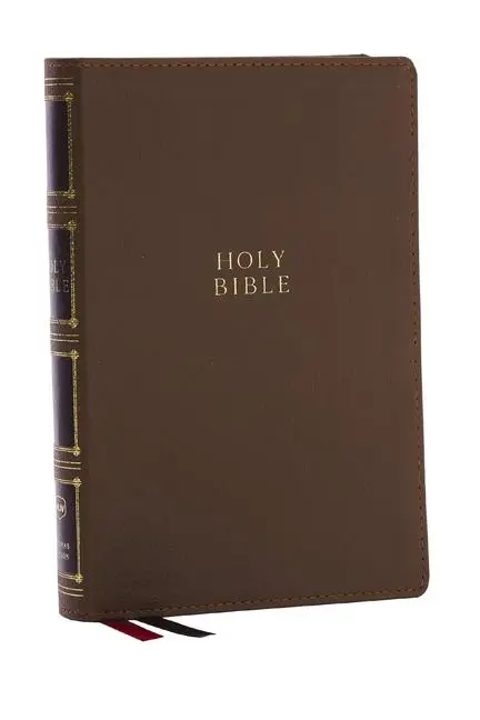 Cover: 9781400333035 | Nkjv, Compact Center-Column Reference Bible, Brown Leathersoft, Red...