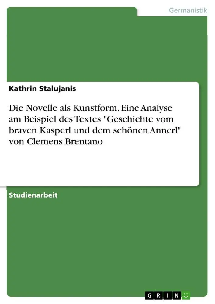 Cover: 9783346923035 | Die Novelle als Kunstform. Eine Analyse am Beispiel des Textes...