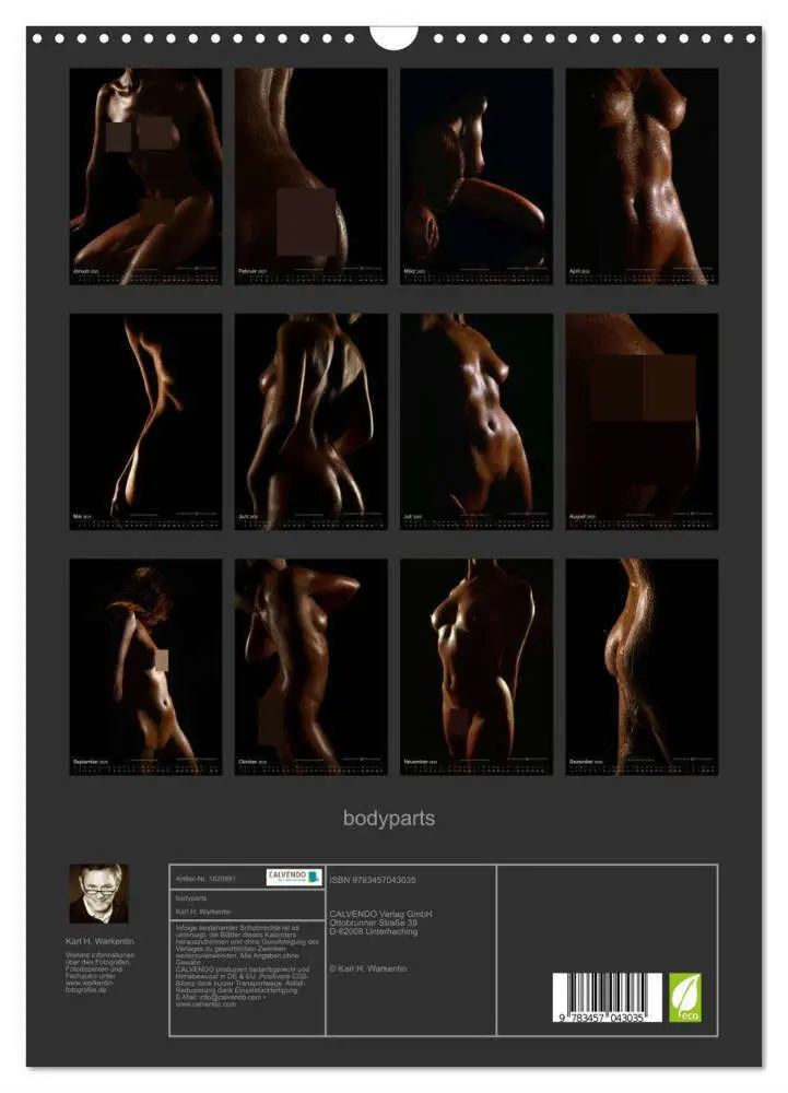 Bild: 9783457043035 | bodyparts (Wandkalender 2025 DIN A3 hoch), CALVENDO Monatskalender