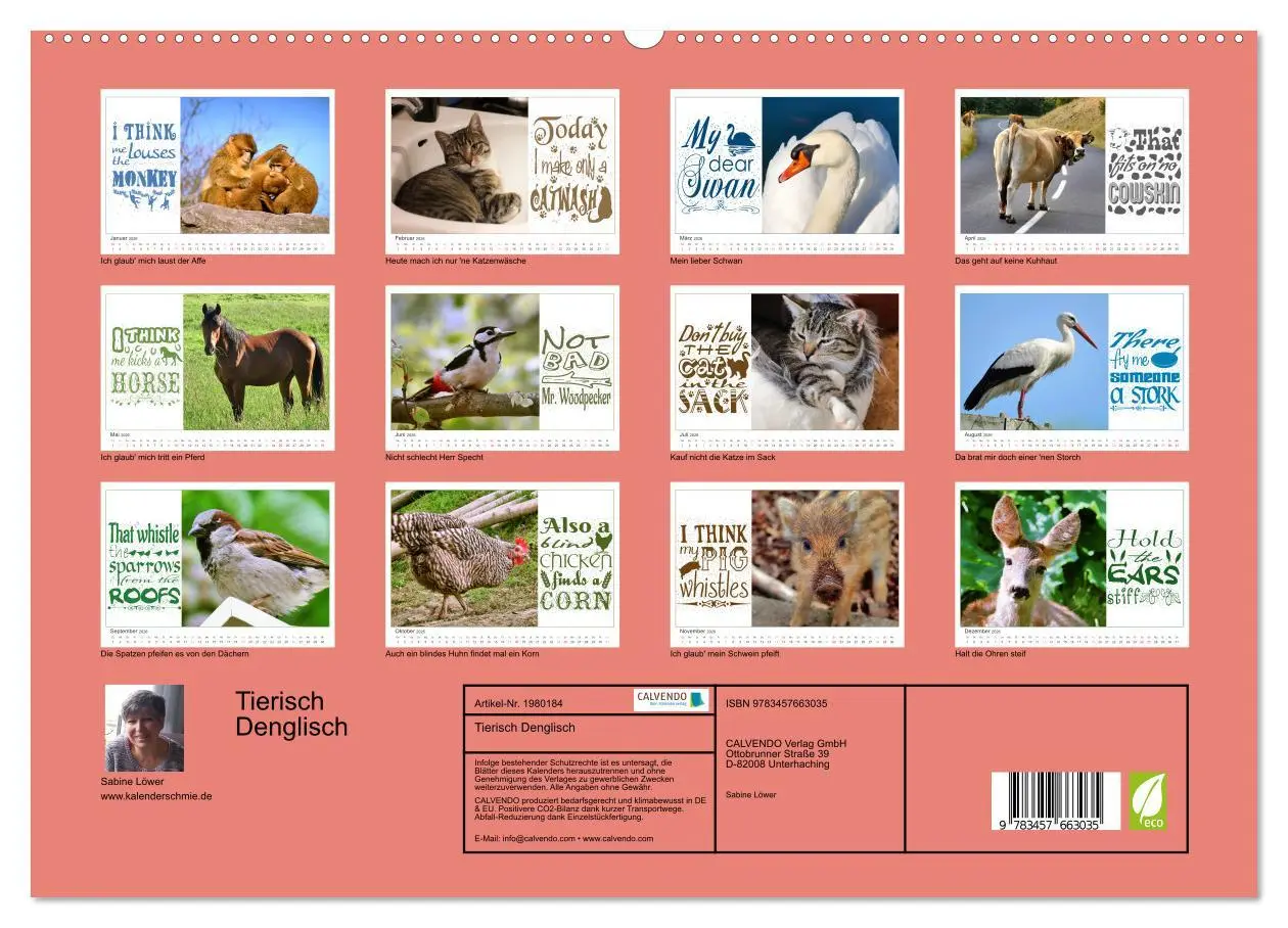 Bild: 9783457663035 | Tierisch Denglisch (hochwertiger Premium Wandkalender 2026 DIN A2...