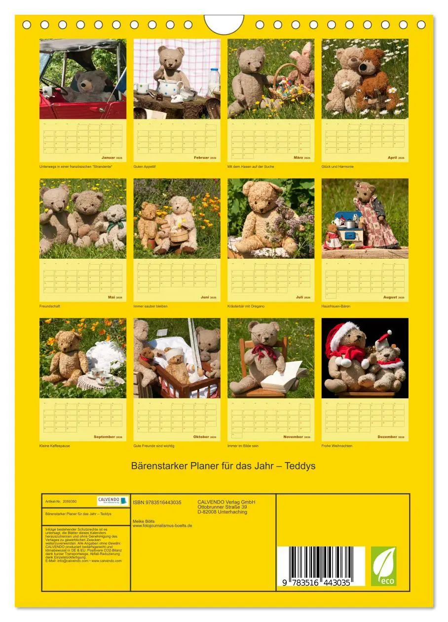 Bild: 9783516443035 | Bärenstarker Planer für das Jahr - Teddys (Wandkalender 2026 DIN A4...