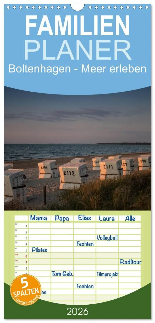 Cover: 9783516513035 | Familienplaner 2026 - Boltenhagen - Meer erleben mit 5 Spalten...