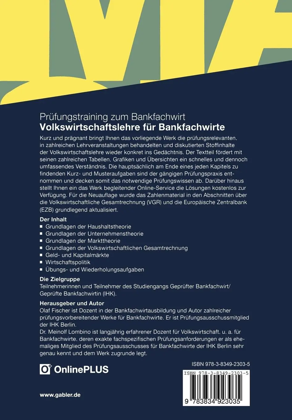 Rückseite: 9783834923035 | Volkswirtschaftslehre für Bankfachwirte | Meinolf Lombino | Buch