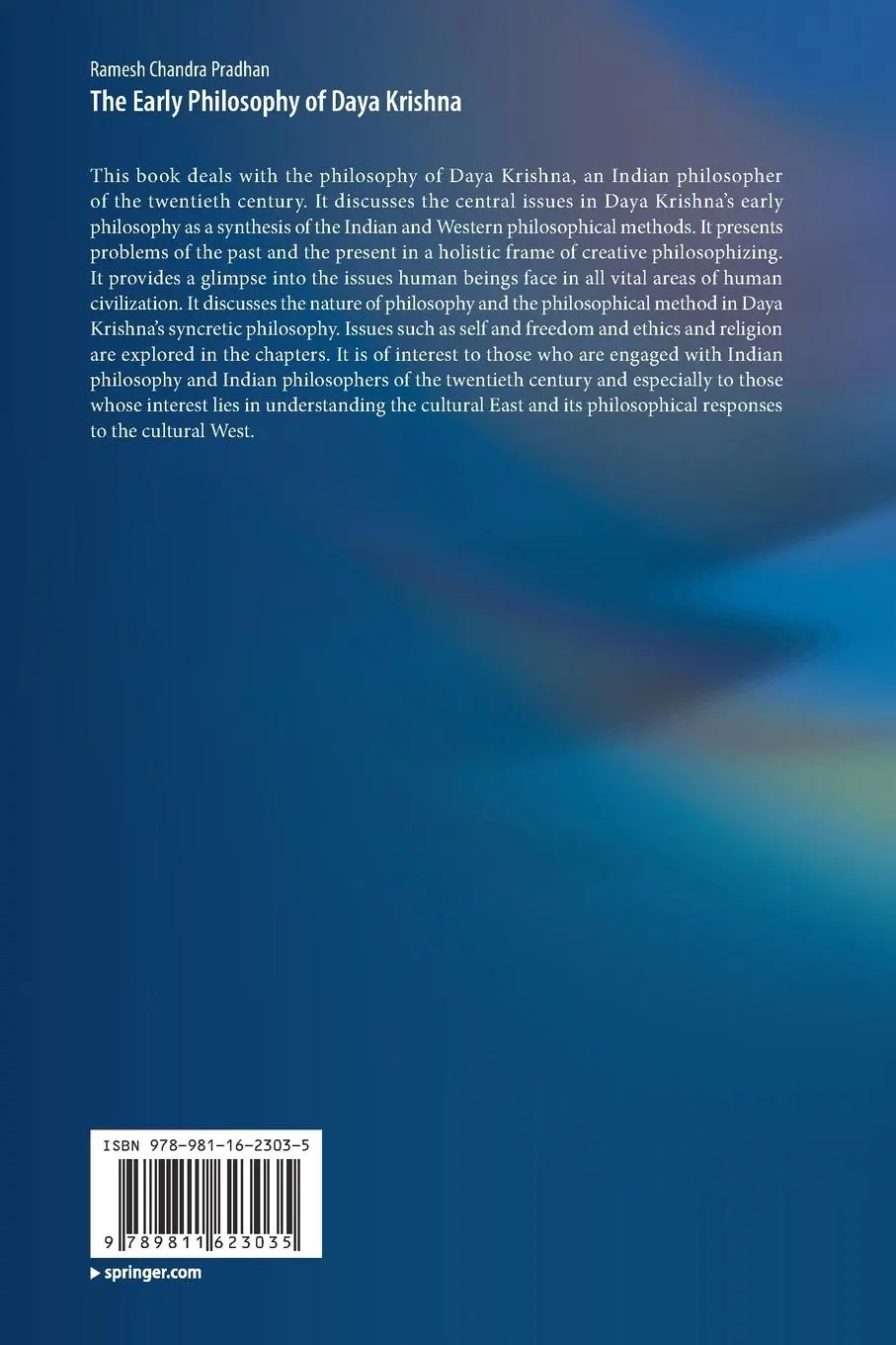 Rückseite: 9789811623035 | The Early Philosophy of Daya Krishna | Ramesh Chandra Pradhan | Buch