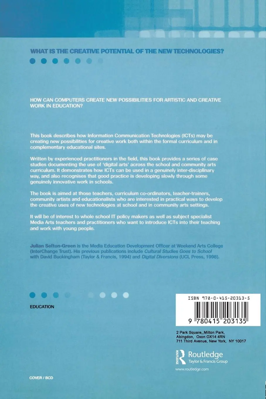 Rückseite: 9780415203135 | Young People, Creativity and New Technologies | Sefton-Green (u. a.)