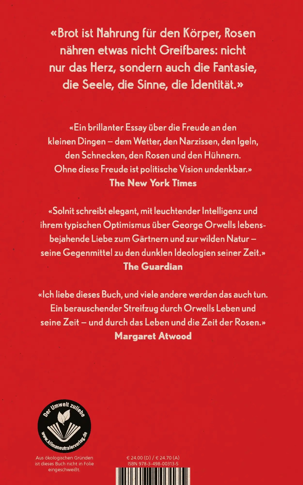 Rückseite: 9783498003135 | Orwells Rosen | Rebecca Solnit | Buch | 352 S. | Deutsch | 2022
