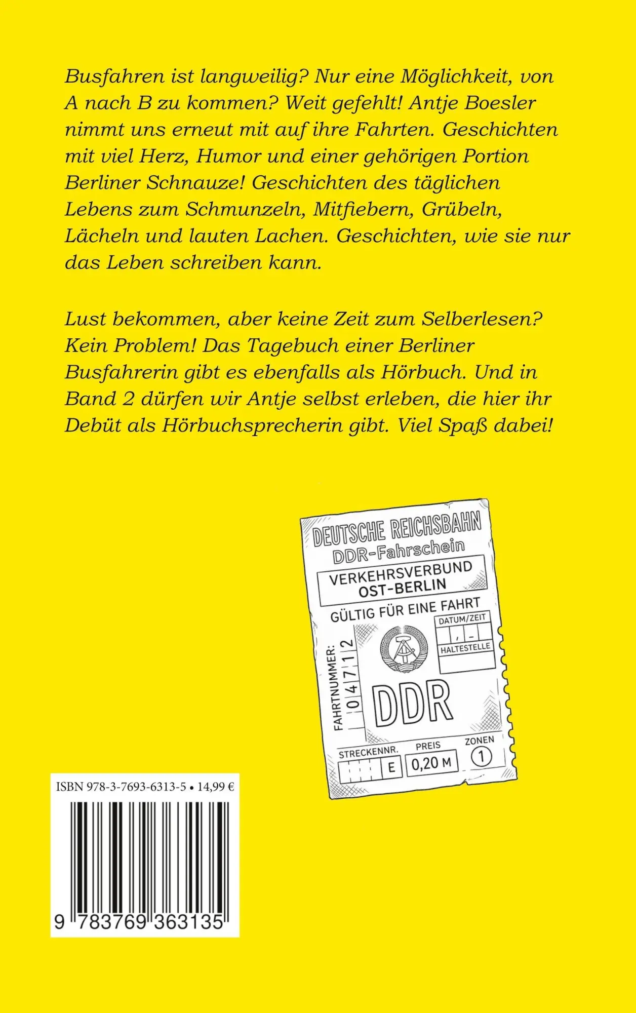 Rückseite: 9783769363135 | Tagebuch einer Berliner Busfahrerin | Band 2 | Antje Boesler | Buch