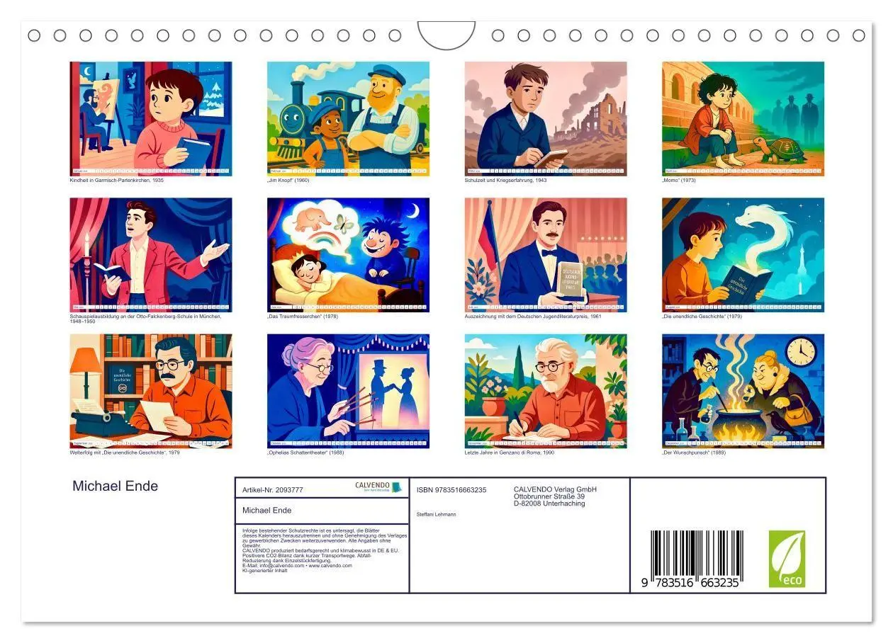 Bild: 9783516663235 | Michael Ende (Wandkalender 2026 DIN A4 quer), CALVENDO Monatskalender