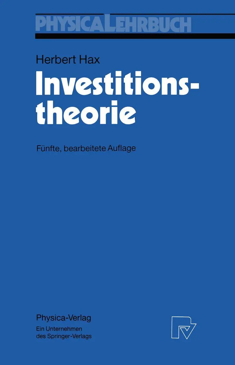 Cover: 9783790803235 | Investitionstheorie | Herbert Hax | Taschenbuch | vii | Deutsch | 1985