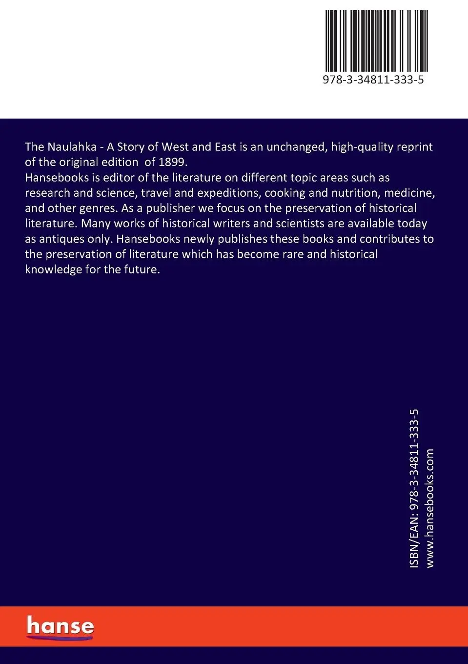 Rückseite: 9783348113335 | The Naulahka | A Story of West and East | Wolcott Balestier | Buch