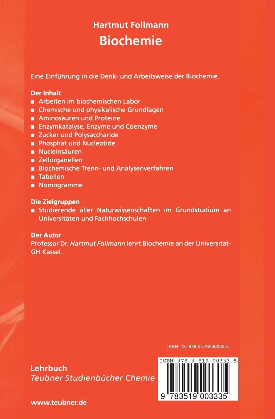 Rückseite: 9783519003335 | Biochemie | Grundlagen und Experimente | Hartmut Follmann | Buch | iv