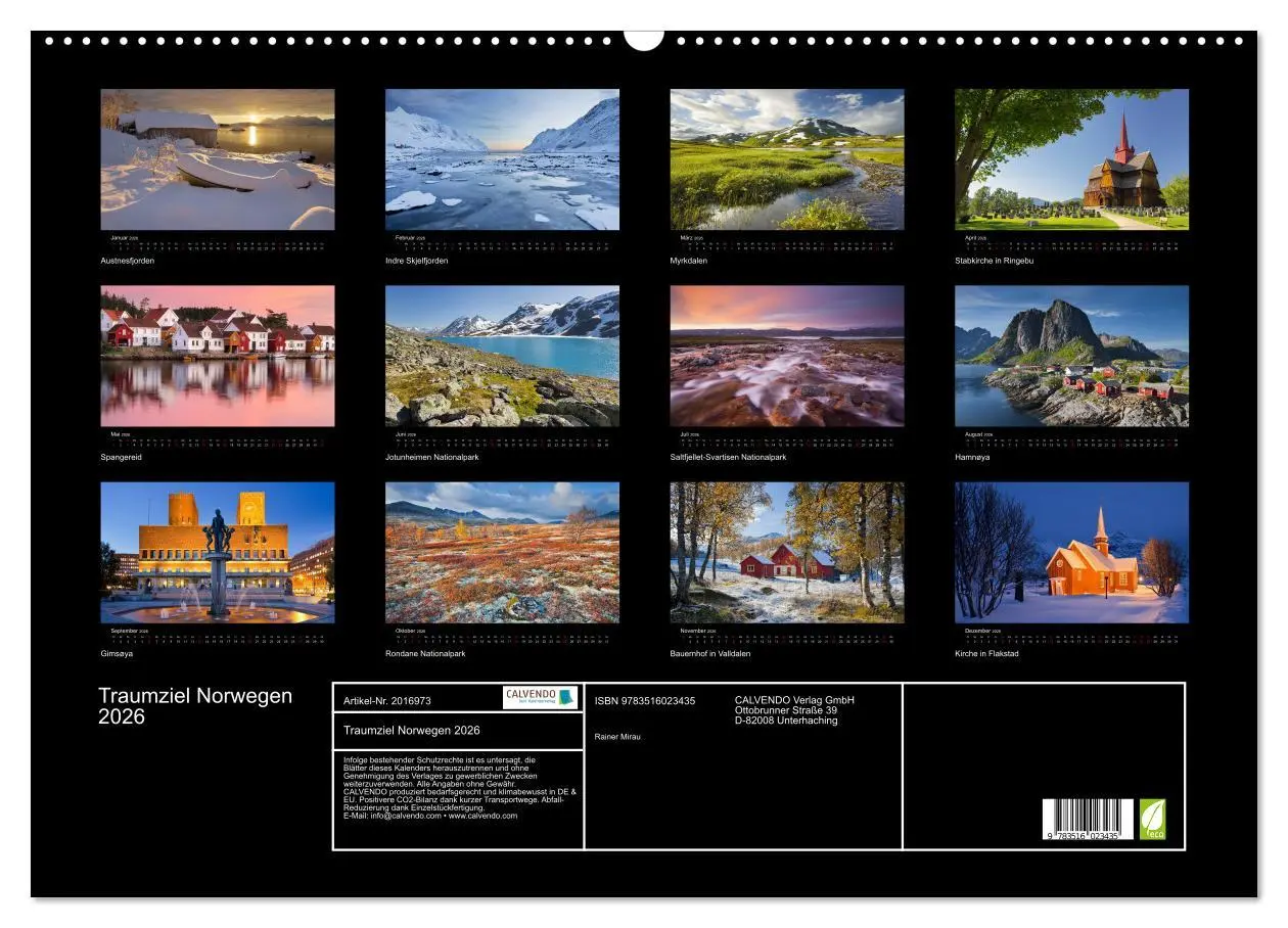Bild: 9783516023435 | Traumziel Norwegen 2026 (Wandkalender 2026 DIN A2 quer), CALVENDO...