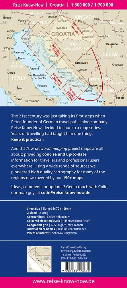 Rückseite: 9783831773435 | Kroatien 1 : 300.000 / 700.000 | Reise Know-How Verlag Peter Rump