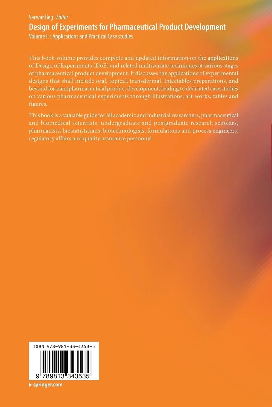 Rückseite: 9789813343535 | Design of Experiments for Pharmaceutical Product Development | Beg