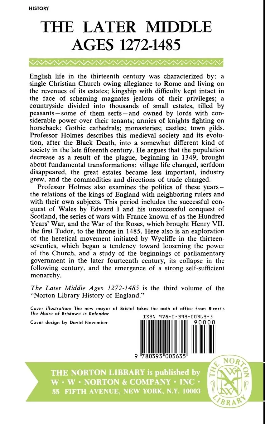 Rückseite: 9780393003635 | The Later Middle Ages, 1272-1485 | George Holmes | Taschenbuch