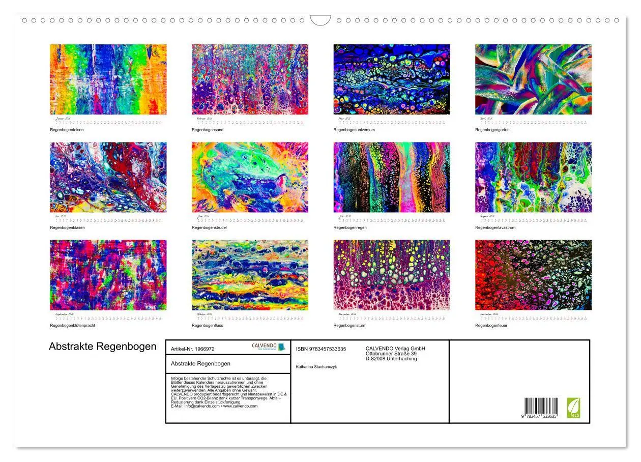 Bild: 9783457533635 | Abstrakte Regenbogen (Wandkalender 2026 DIN A2 quer), CALVENDO...