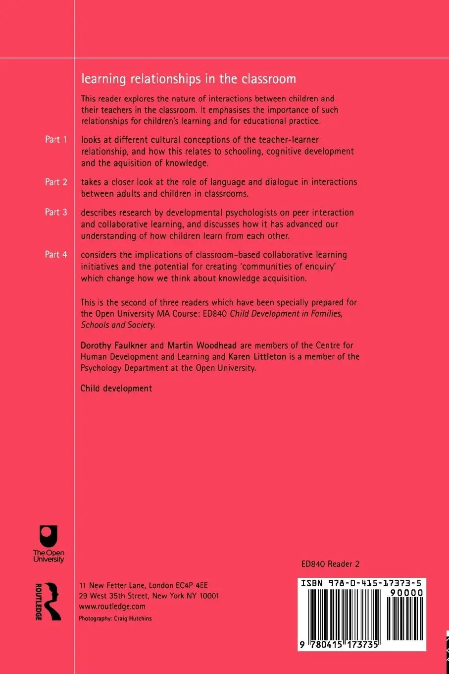 Rückseite: 9780415173735 | Learning Relationships in the Classroom | Dorothy Faulkner (u. a.)