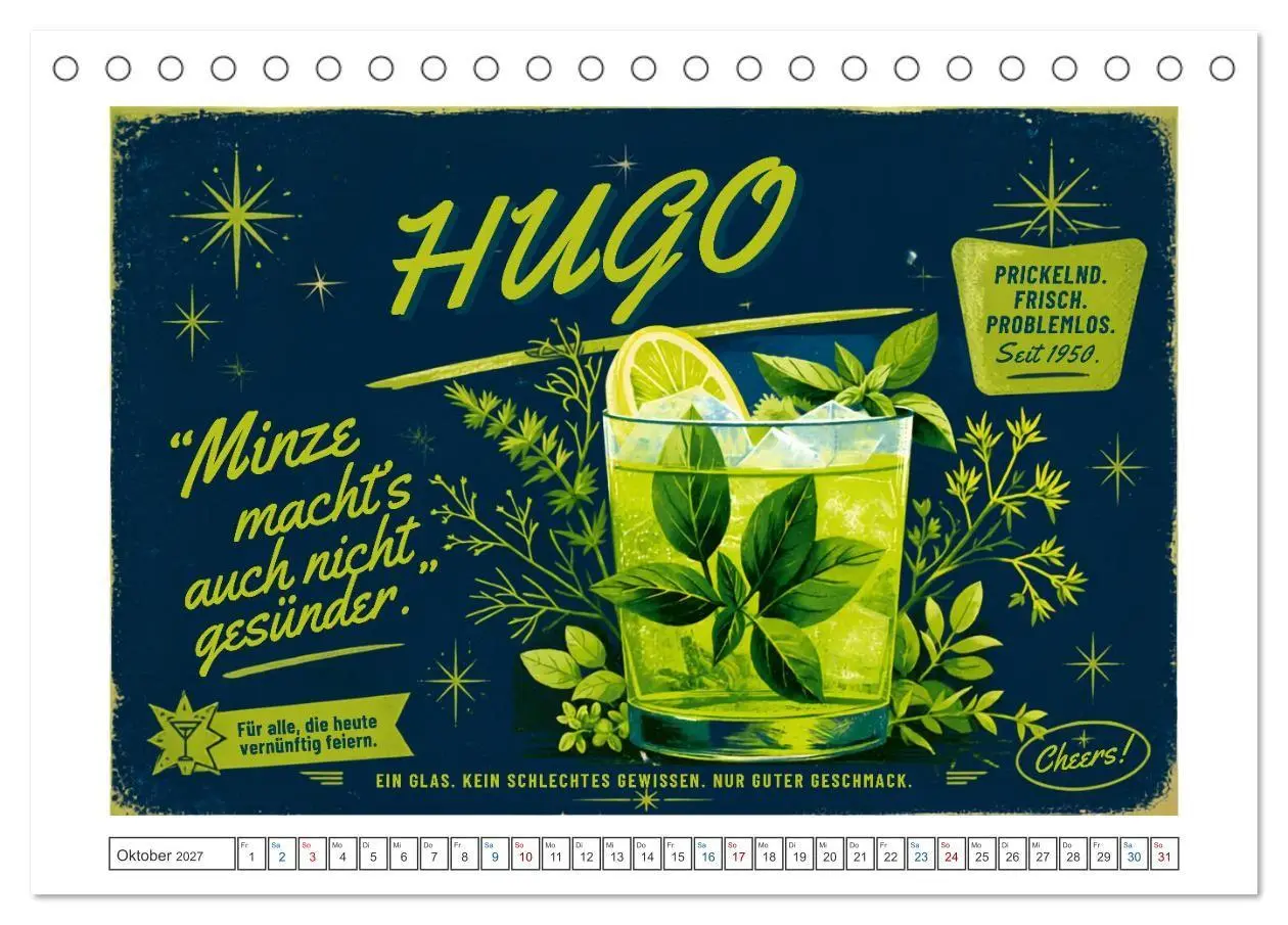 Bild: 9783594383735 | Vintage Cocktail Club (Tischkalender 2027 DIN A5 quer), CALVENDO...
