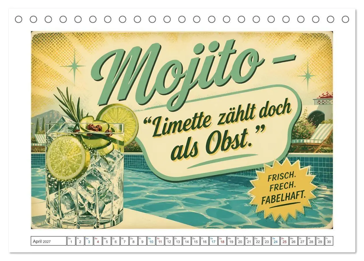 Bild: 9783594383735 | Vintage Cocktail Club (Tischkalender 2027 DIN A5 quer), CALVENDO...