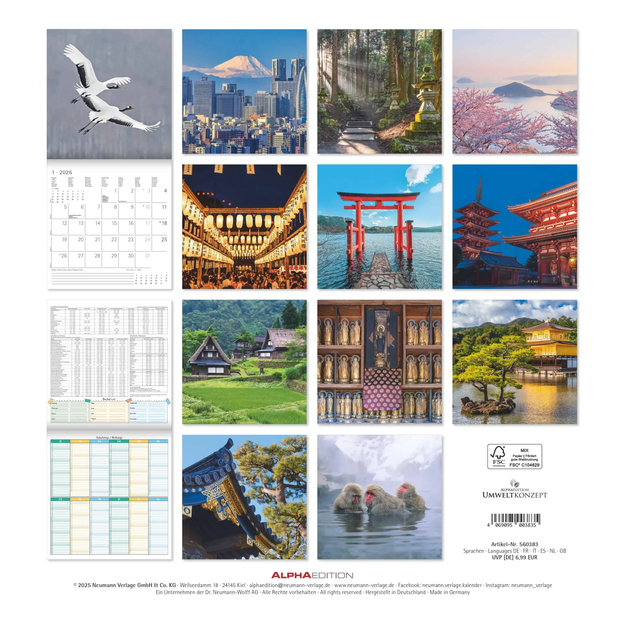 Rückseite: 4069095003835 | Japan 2026 - Wand-Kalender - Broschüren-Kalender - 30x30 - 30x60...