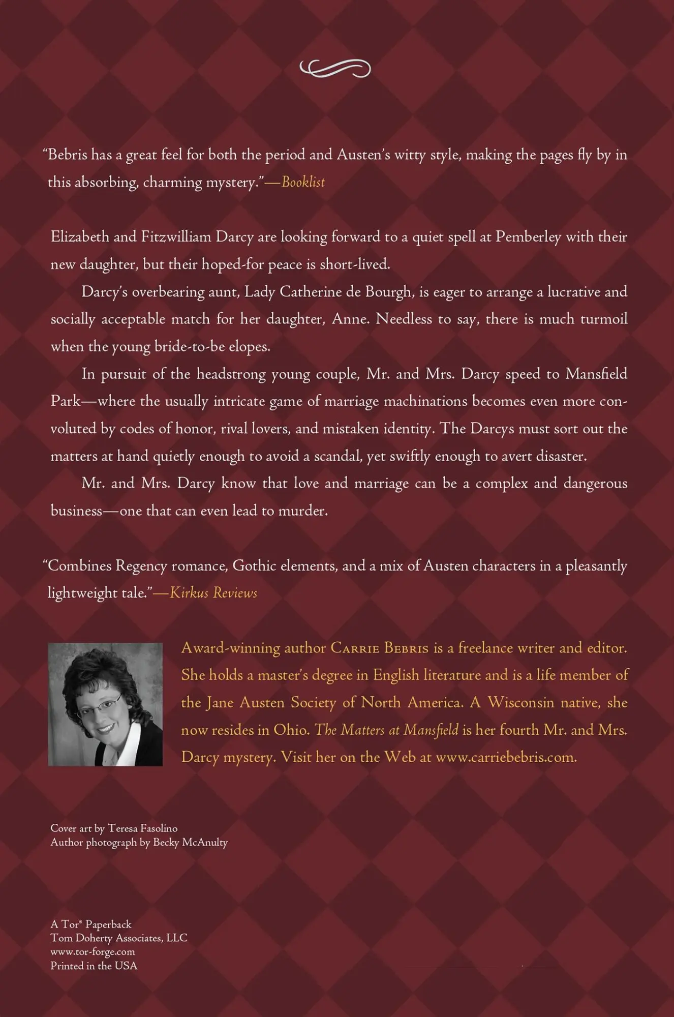 Rückseite: 9780765323835 | The Matters at Mansfield | Or, the Crawford Affair | Carrie Bebris