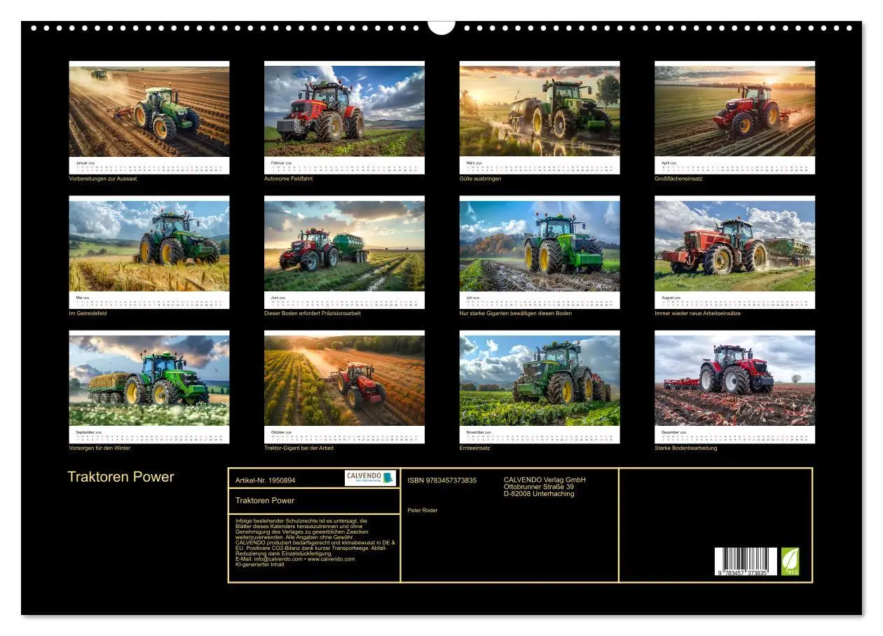 Bild: 9783457373835 | Traktoren Power (Wandkalender 2026 DIN A2 quer), CALVENDO...