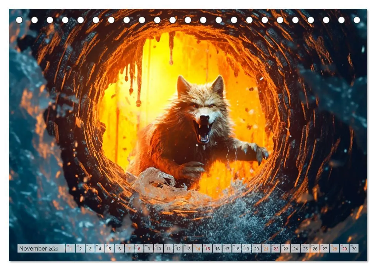 Bild: 9783457513835 | Rotkäppchen und der Wolf (Tischkalender 2026 DIN A5 quer), CALVENDO...