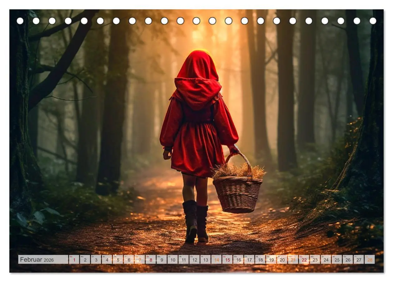 Bild: 9783457513835 | Rotkäppchen und der Wolf (Tischkalender 2026 DIN A5 quer), CALVENDO...