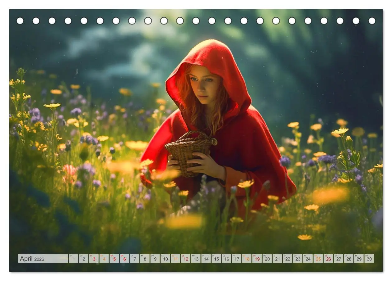 Bild: 9783457513835 | Rotkäppchen und der Wolf (Tischkalender 2026 DIN A5 quer), CALVENDO...