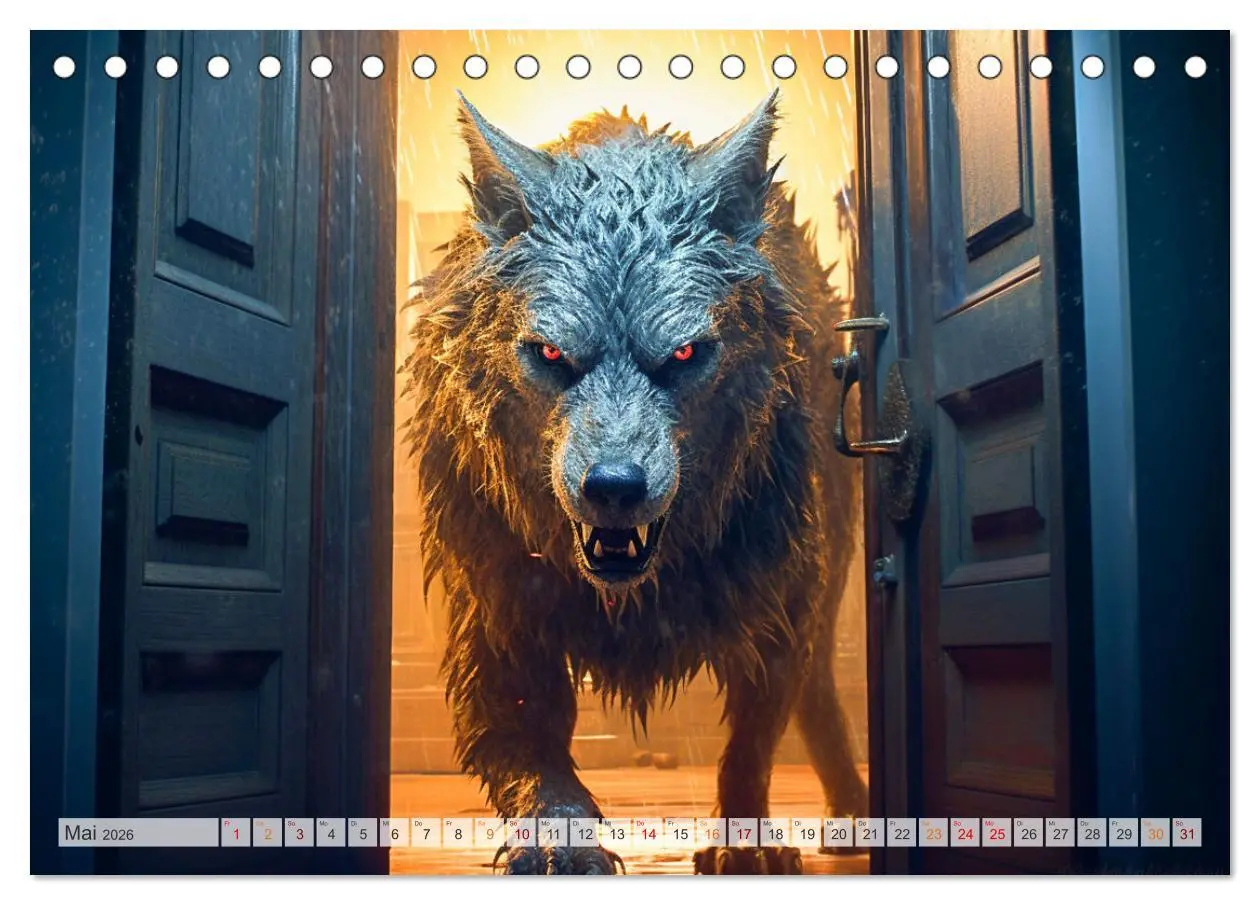 Bild: 9783457513835 | Rotkäppchen und der Wolf (Tischkalender 2026 DIN A5 quer), CALVENDO...