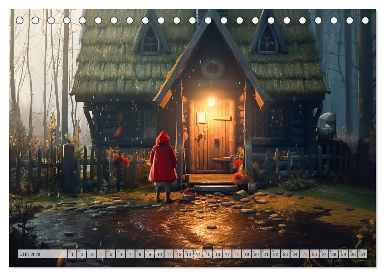 Bild: 9783457513835 | Rotkäppchen und der Wolf (Tischkalender 2026 DIN A5 quer), CALVENDO...