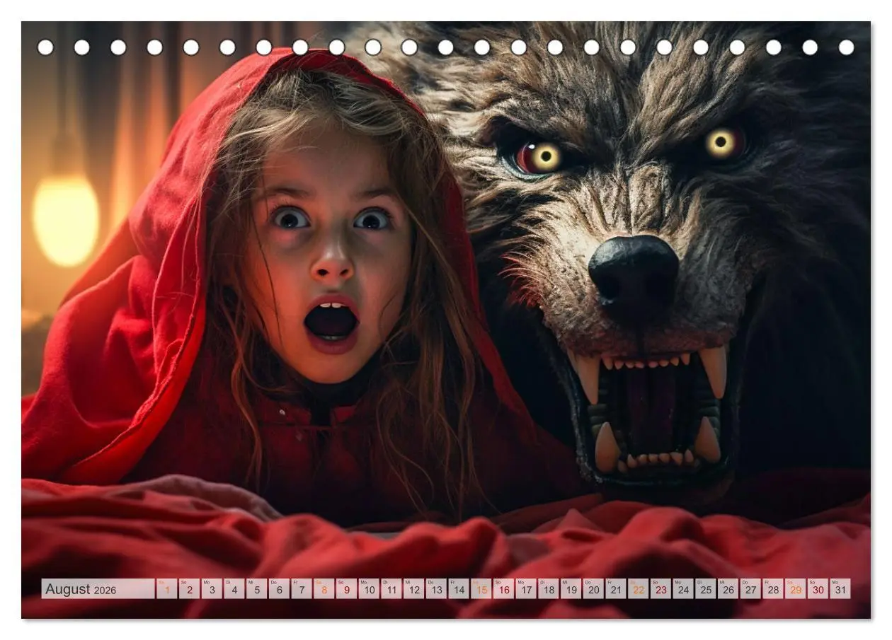Bild: 9783457513835 | Rotkäppchen und der Wolf (Tischkalender 2026 DIN A5 quer), CALVENDO...