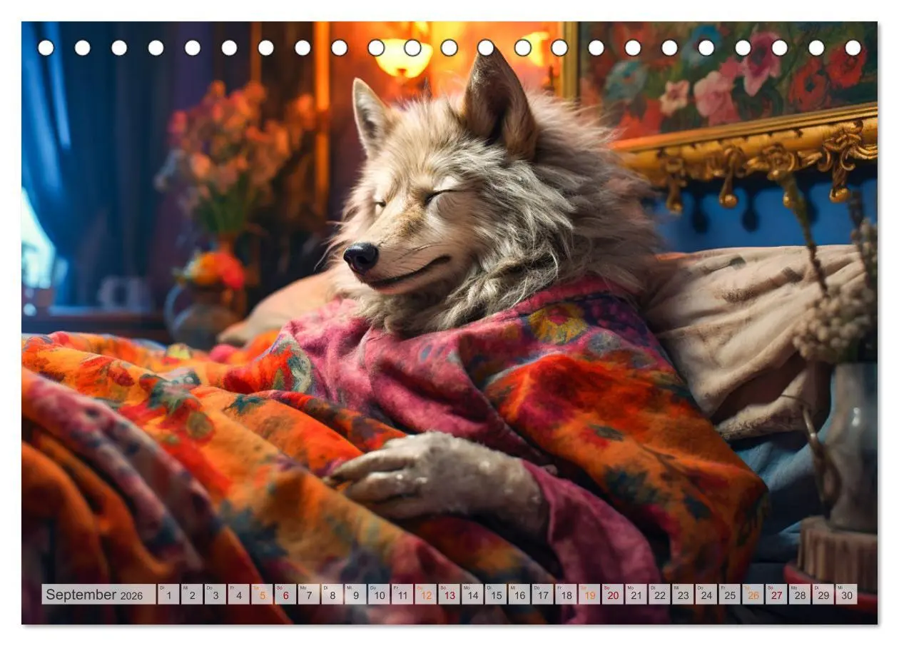 Bild: 9783457513835 | Rotkäppchen und der Wolf (Tischkalender 2026 DIN A5 quer), CALVENDO...