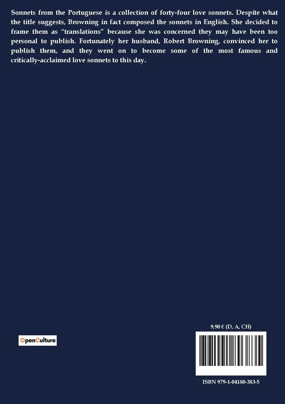 Rückseite: 9791041803835 | Sonnets from the Portuguese | Elizabeth Barrett Browning | Taschenbuch