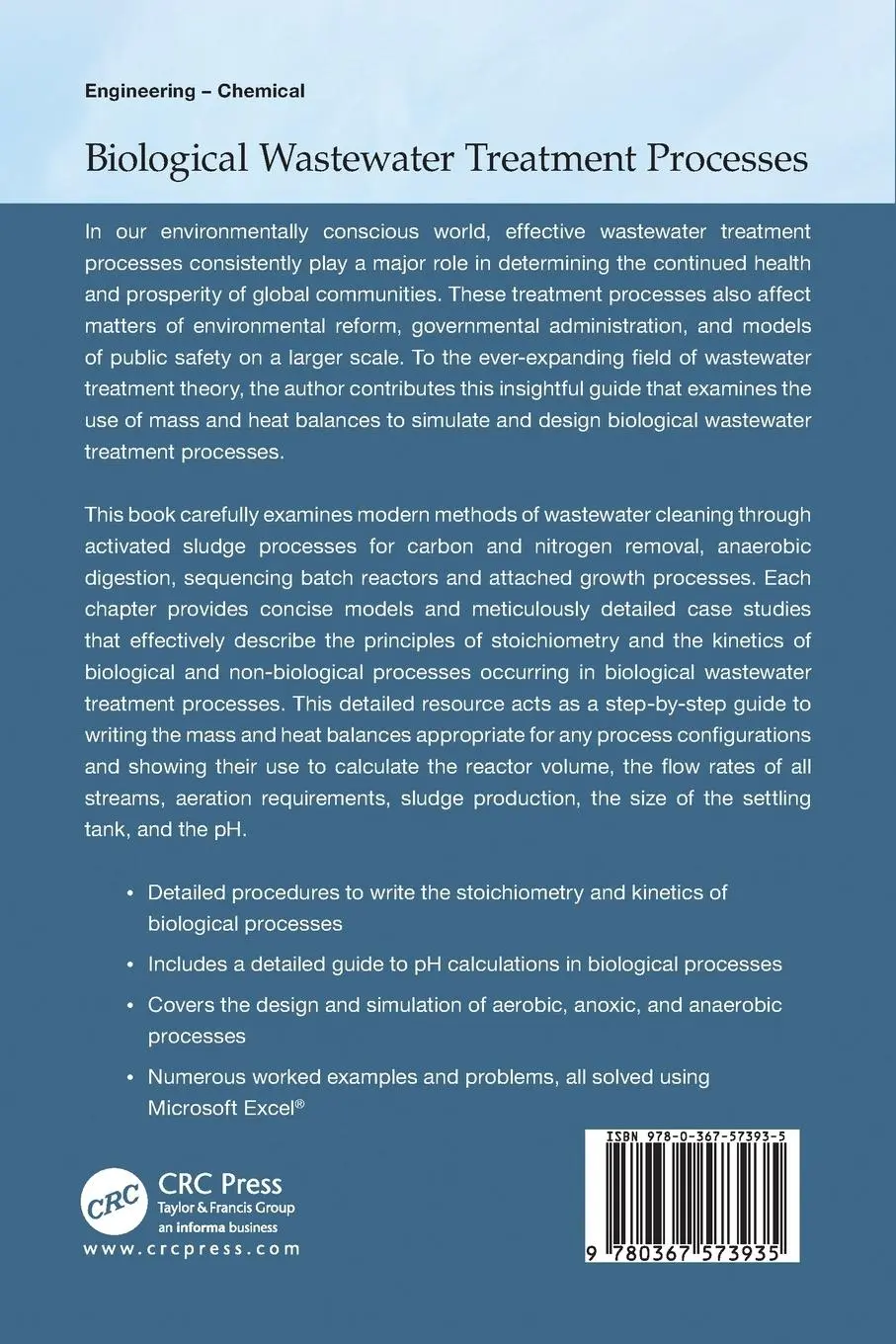 Rückseite: 9780367573935 | Biological Wastewater Treatment Processes | Mass and Heat Balances