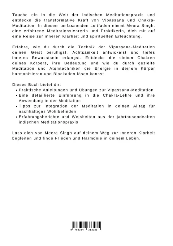 Bild: 9783384313935 | Vipassana und Chakra-Meditation | Dein Weg zur inneren Klarheit | Buch