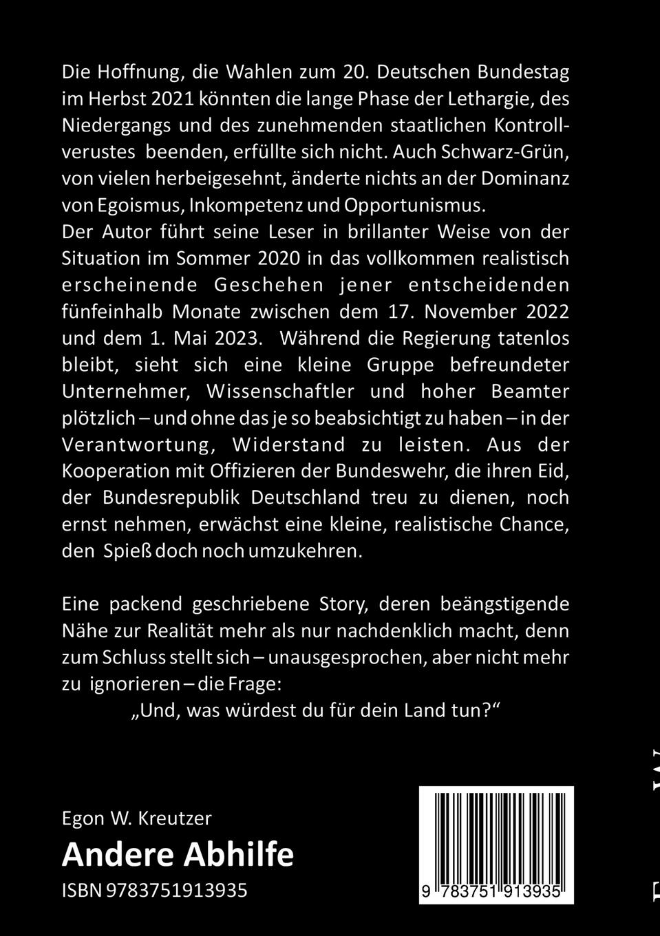 Rückseite: 9783751913935 | Andere Abhilfe | Egon W. Kreutzer | Taschenbuch | 324 S. | Deutsch
