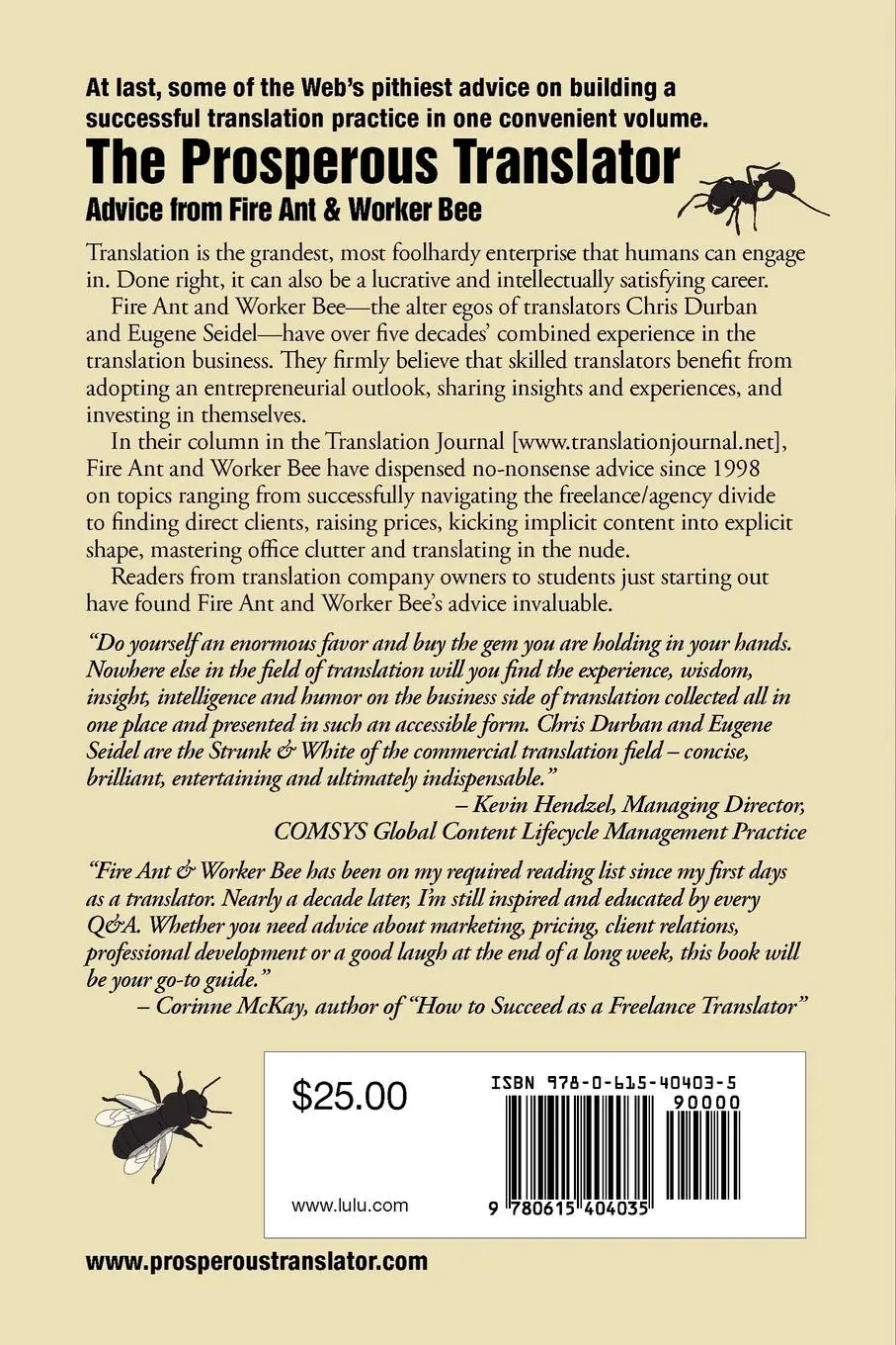 Rückseite: 9780615404035 | The Prosperous Translator | Chris Durban | Taschenbuch | Englisch