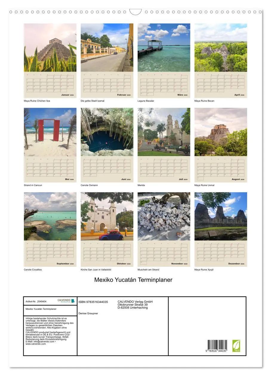 Bild: 9783516344035 | Mexiko Yucatán Terminplaner (Wandkalender 2026 DIN A2 hoch),...