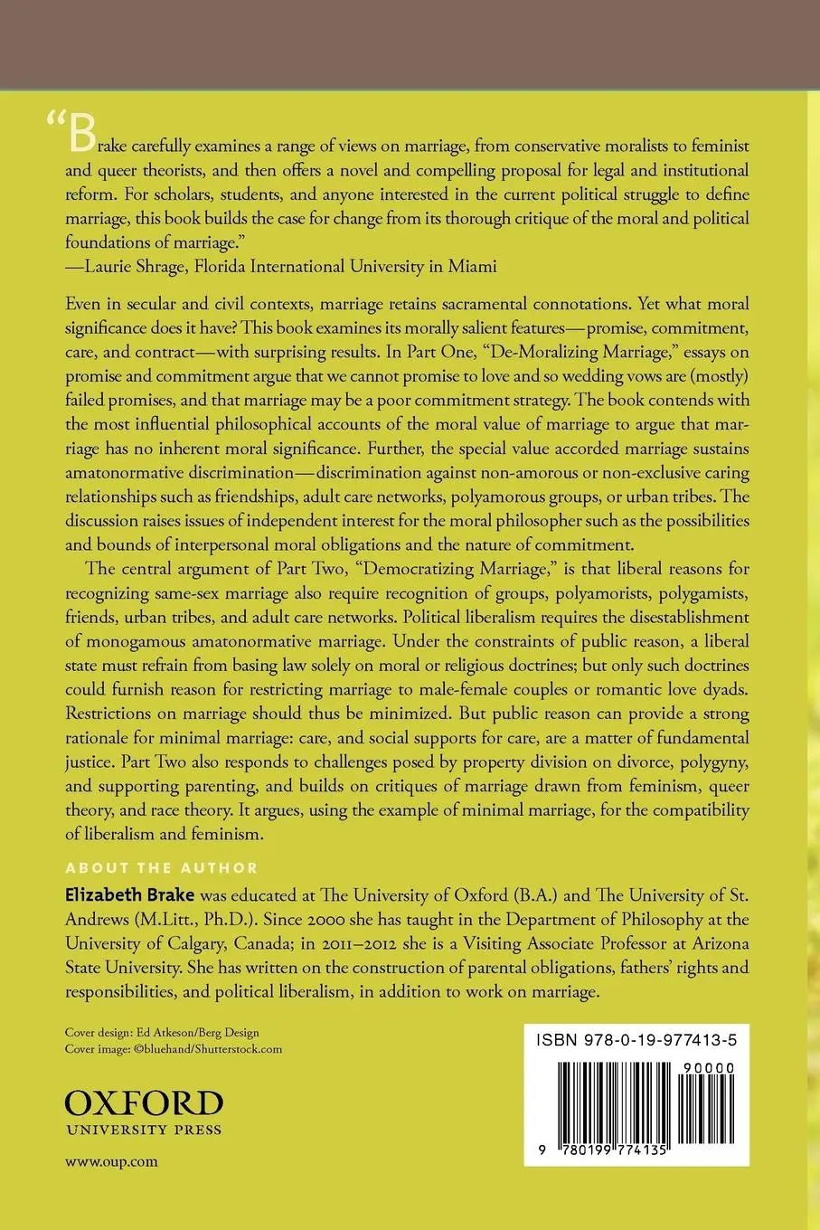 Rückseite: 9780199774135 | Minimizing Marriage | Morality, Marriage, and the Law | Brake | Buch