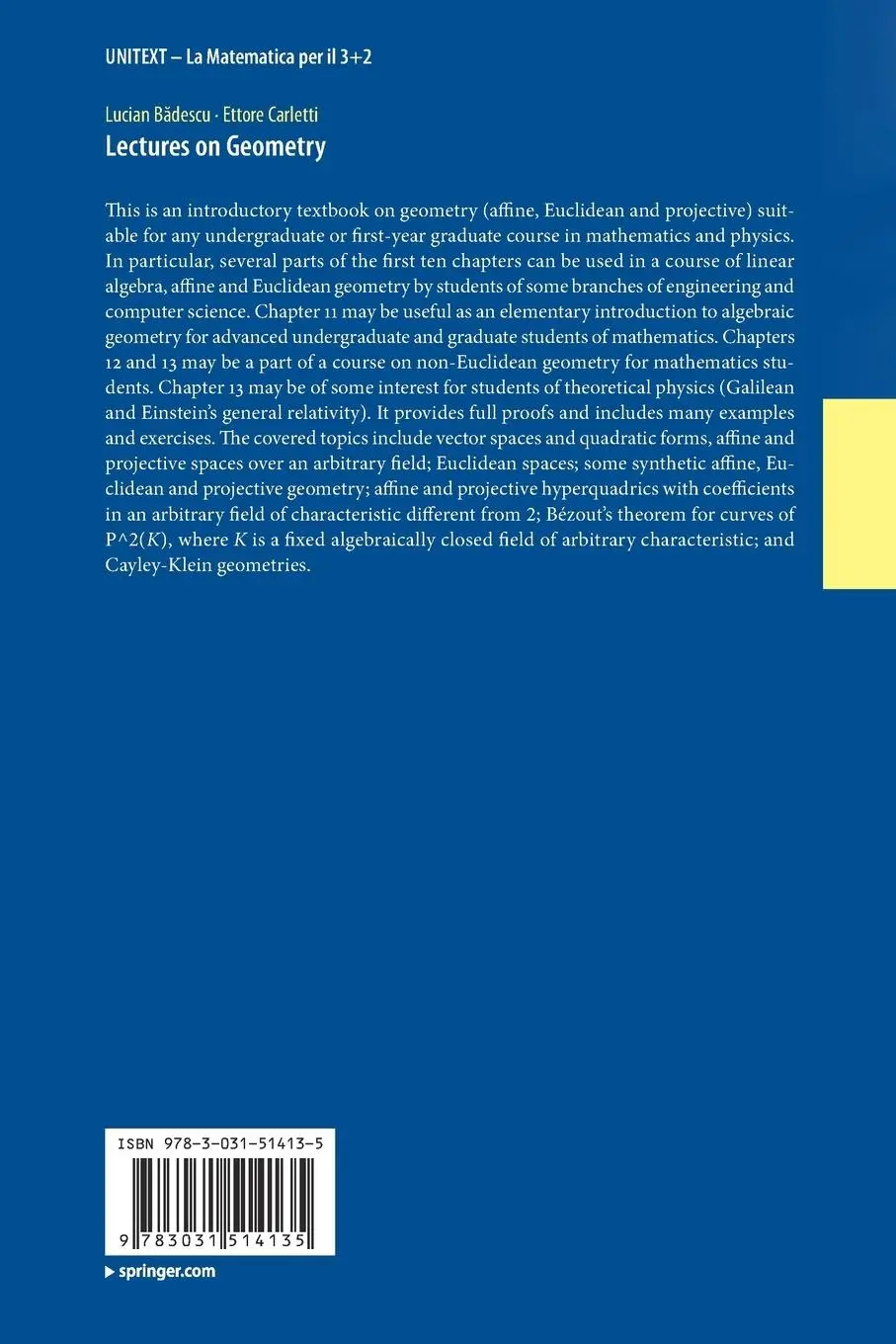 Rückseite: 9783031514135 | Lectures on Geometry | Ettore Carletti (u. a.) | Taschenbuch | xiii